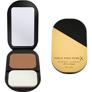 Max Factor Facefinity Fondotinta compatto, fondotinta ricaricabile, formula vegan, fondotinta dalla coprenza modulabile e dal finish mat, fino a 24 ore di tenuta, SPF 20, 009 CARAMEL, 10 g