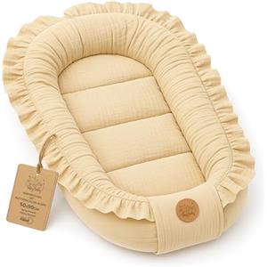 Totsy Baby Mussola Riduttore lettino neonato - 90x50 cm baby nest trasportabile per neonati nido culla pod cocoonababy babynest antisoffoco Beige chiaro