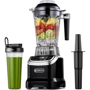 AMZCHEF 1800 W Frullatore a tazza 2-EN-1, frullatore professionale Smoothie da 1,85 litri con 6 lame, frullatore a bicchiere singolo 600 ml BPA da 1,85 L e 600 ml per 2 modalità di miscelazione