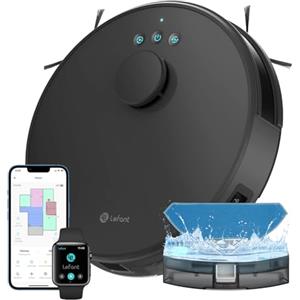 LEFANT M1 Robot Aspirapolvere Lavapavimenti con Mappatura 3 in 1, Navigazione Laser dToF, 5500Pa, Ultra Sottile 32cm, 200 Min, Controllo APP/Alexa, per Peli Animali e Pavimenti Duri, Nero