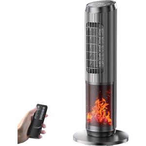 Dolaso Stufetta Elettrica Basso Consumo 2000W, Termoventilatore con Effetto Fiamma, Stufa Elettrica con Telecomando da 18 a 45℃, 3 Modalità, Timer 1-8H, Protezione da Surriscaldamento e Ribaltamento