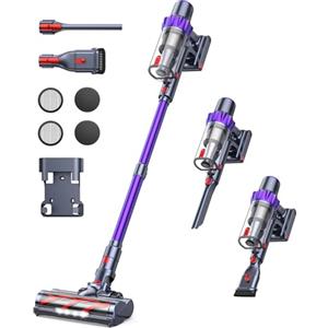 BuTure VAC 450W/38KPA Aspirapolvere Senza Fili, Scopa Elettrica Senza Fili Potente, 55 Mins e 3 Modalità,Touchscreen a LED e Luce a LED, Anti-avvolgimento Aspirapolvere Potente per Pavimento Tappeti Peli Animali