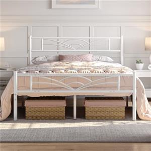 Yaheetech Struttura Letto Matrimoniale Telaio in Metallo Ferro Testiera a Forma di Nuvole 140 x 200 cm Bianco