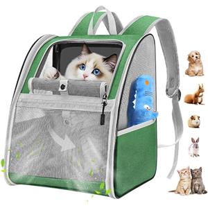 Pawaboo Zaino per Cani Gatti,10 kg,Traspirante,Verde Scuro | Traspirante,Finestra a Rete,Supporto Incluso,Guinzaglio Interno,per Passeggiata ed Escursione