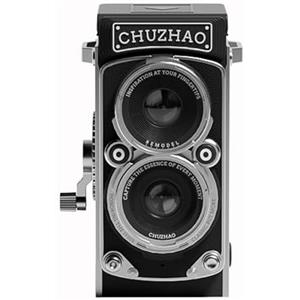 LifenaviStore Fotocamera retrò, mini macchine fotografiche vintage, fotocamera reflex a doppio obiettivo con scheda da 16 GB, video FHD 1080p, autofocus da 12 MP per viaggi e selfie