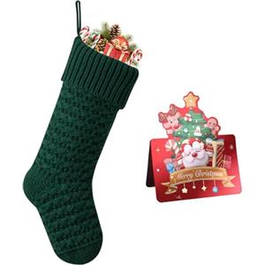 meioro Calze di Natale, 46CM Calza Natalizia Grande in Maglia, Decorazioni per Calze da Appendere al Camino, Calze Befana Jacquard, Albero di Natale da Appendere per Feste Natalizie (Verde, 1 Pezzo)