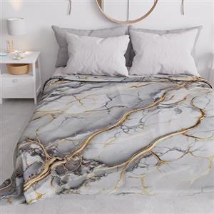 PETTI Artigiani Italiani - Copriletto Matrimoniale Primavera Estate, Coperta Leggera Matrimoniale, Lenzuola Copri Letto, Marmo Grigio Chiaro, 100% Made in Italy