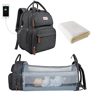 SNDMOR Zaino per Fasciatoio, Borsa per Bebè Unisex Grande con Fasciatoio, Grande Capacità, Impermeabile alla Moda (Grigio Scuro)