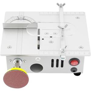 Wiyuer Mini sega circolare da banco 96W, sega elettrica portatile, regolabile, piccola sega da tavolo multifunzionale, macchina da taglio di precisione per lavori fai da te, taglio di legno, acrilico, PCB