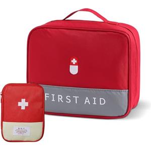 Ziyonix 2 Pezzi Borsa Pronto Soccorso, Borsa di Emergenza da Viaggio, Cassetta Medicinali Portatile, Impermeabile Kit Pronto Soccorso da Viaggio per Viaggiare Campeggio Casa Escursionismo (Rosso)