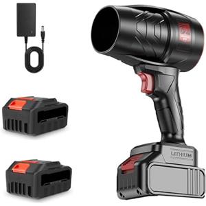 BAKENLON Soffiatore a Batteria, Soffiatore per Foglie Senza Fili con 2 Batterie, Soffiatore da Giardino, soffiatore Elettrico Senza Filo per La Cura Del Giardino, Prato e La Rimozione Della Neve
