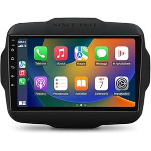 Generico [8+128] Autoradio Android 9 Pollici per Jeep Renegade 2014-2019, Schermo Touch HD, Apple CarPlay & Android Auto, GPS Navigatore, Bluetooth WiFi USB (4GB RAM - 32GB ROM)