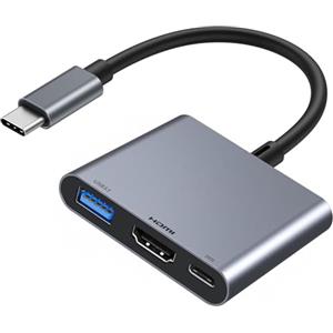 Miohuka Adattatore Apple da USB-C a HDMI per iPhone 15/16 a TV, adattatore multiporta USB-C AV digitale 4K a 60 Hz con PD 100 W e USB 3.1, dongle da Type-C a HDMI certificato MFi per iPad Pro (Grigio)
