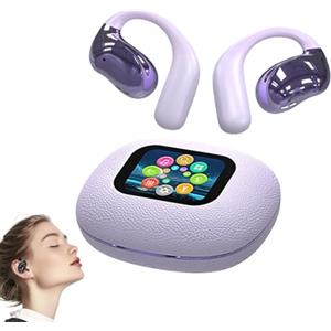 Generic Smart Sport Clip-On Bluetooth Earbuds with Digital Screen, YJ33 AI Translator Wireless Headphones, Ear Hook Style, Noise Cancelling Bone Conduction Open-Ear Earbuds (Purple,AI translation)
