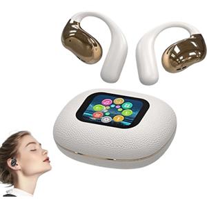 Generic Smart Sport Clip-On Bluetooth Earbuds with Digital Screen, YJ33 AI Translator Wireless Headphones, Ear Hook Style, Noise Cancelling Bone Conduction Open-Ear Earbuds (Skin,Con display)