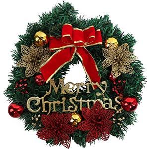 Yisscen Ghirlanda Natalizia Creativa per Porte 30 cm Con Palline di Stella di Natale - Decorazione per Natale, Avvento, Porte e Finestre