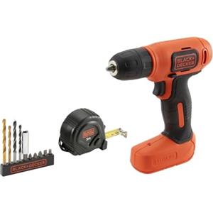 BLACK+DECKER BDCD8GPA Trapano avvitatore al litio ultra compatto da 7,2 V 1,5 Ah con 11 accessori e borsa per il trasporto