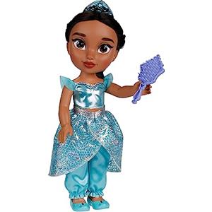JAKKS PACIFIC Bambola Jasmine Disney Princess 38 cm con Abiti Glitterati e Tiara