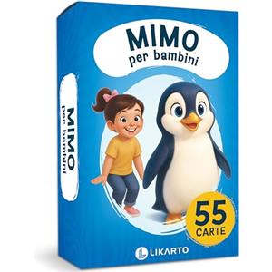 LIKARTO Mimo per bambini - Gioco carte divertente di mimica da 4, 5, 6, 7, 8, 9 anni - Gioco di indovinelli per tutta la famiglia - Per giocare all'aperto e in casa - Idea regalo per bambine e bambini