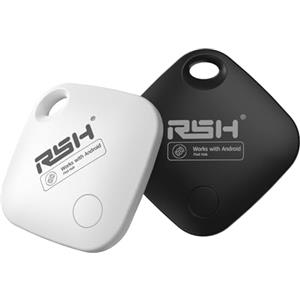RSH Android Tracker Tag, Localizzatore Compatibile con Trova dispositivo (Solo Android), Trova Oggetti e Chiavi/Bagagli/Valigie/Zaini, Portafogli/Batteria Sostituibile, 2-Pack(Nero+ Bianco)