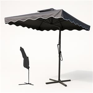 BAKAJI Ombrellone Giardino Decentrato 2,5mt Grigio con pendente Palo Metallo Gazebo