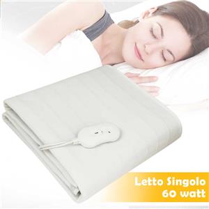 BAKAJI Coperta Elettrica Termica Letto Singolo Coprimaterasso Scaldaletto Elettrico 60W