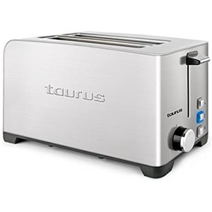 Taurus Mytoast Duplo Legend - Tostapane 1400W, 2 scomparti extra larghi, 3 funzioni, temperatura regolabile, vassoio raccogli briciole, illuminazione a LED, acciaio inossidabile
