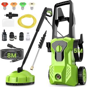 sukaudiz Idropulitrice 120 bar, 5 Modalità Idropulitrice Portatile, 1800 W Idropulitric.e Professionale, 14 Accessori Lancia Idropulitrici per Esterni, Pavimenti da Giardino, Facciate, Casa, Auto, Washer