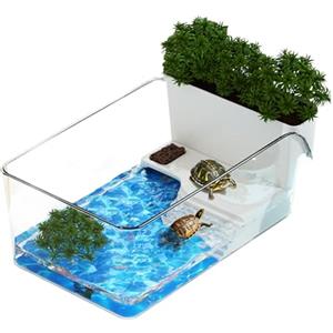 Generico Serbatoio di Tartaruga, Terrario Trasparente, Tartarughiera per Tartarughe D'acqua, Kit Habitat Completo con Area Multifunzione e Filtro 'Acqua per Tartarughe e Animali Acquatici