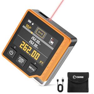 CIGMAN Telemetro Laser Digitale 3 in 1 80M, Misuratore di Distanza con LCD Retroilluminato, Bolla Elettronica,Goniometro Digitale, Unità M/In/Ft, Metro Laser Digitale (CD80)