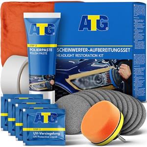 ATG Kit Rinnova Fari Auto - Kit Lucidatura Fari Auto - Polimero Liquido Fari Kit - Lucida Fari Auto - Prodotti Pulizia Auto - Kit Lucidatura Auto - Kit Polimero per Fari - pulizia fari auto opachi