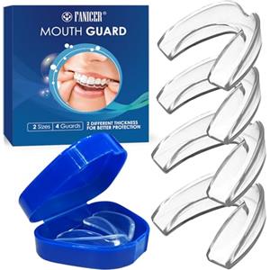 Nimisyra 4 Pezzi Bite Bruxismo Notturno, 2 Taglie Paradenti per Digrignare i Denti, Modellabile Mouth Guard,Migliora bite bruxismo, Antirussamento,Per Migliora La Qualità Del Sonno, Unisex