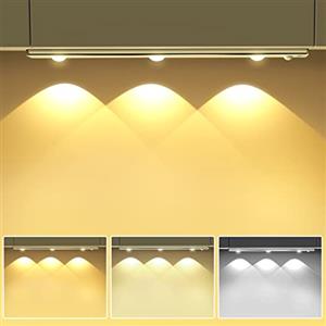OUILA Luce Armadio 30cm Luce Sottopensile con Sensore di Movimento 4 Modalità, 3 Temperatura Colore, Luminosità Regolabile 1200mAh senza fili Luci notturne multifunzionale per Vetrina, Armadio
