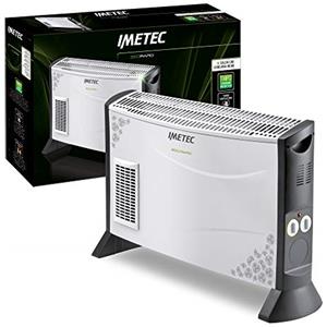 Imetec Eco Rapid TH1-100 Stufa Elettrica 2000 W con Tecnologia a Basso Consumo Energetico, Termoconvettore 4 Temperature, Termostato Ambiente, Silenzioso, Bianco/Grigio, 69.5x18x43 cm