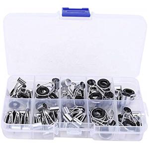 Alomejor 90 Pezzi Anelli Guida Pesca Ceramica Acciaio Inossidabile per Canna da Pesca - 9 Taglie Occhi Guida Riparazione Manutenzione Accessori Linea Pesca Attrezzatura Pesca