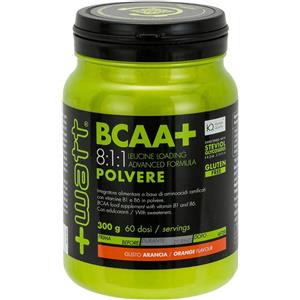 WATT BCAA 8:1:1 Polvere 300g Gusto Arancia - Aminoacidi Ramificati con Vitamine B1 e B6 per Sintesi Proteica e Recupero Muscolare