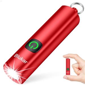 Blukar Mini Torcia LED Ricaricabile, Super Luminoso Torcia EDC Tascabile con Portachiavi, 3 Modalità, Funzione di Memoria, Impermeabile Portatile Flashlight per Campeggio/Pesca/Trekking/Emergenza