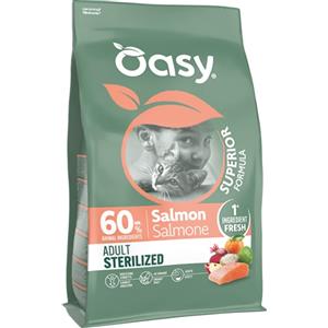 Oasy Cat Adult Sterilizzato Salmone - Alimento Secco Completo per Gatti, Sacco da 6 Kg con Carne Fresca e Alta Digeribilità