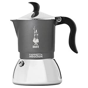 Bialetti Caffettiera Fiammetta Induction, 2 Tazze (100 ml), Adatta a Tutti i Piani Cottura, Design Elegante, Grigio