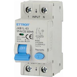 ETTROIT Interruttore Magnetotermico Differenziale RCBO Tipo A Curva C 1P N 32A 300mA 230V IP20