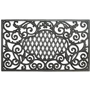 Sungmor Zerbino in ghisa resistente, 61 cm, grande, rettangolare, per porta d'ingresso, antiscivolo, per esterni, scarpiera, design vintage con nuvole e vite, tappetino decorativo per casa, giardino,