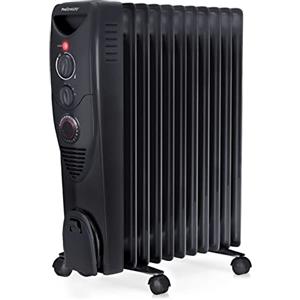 Pro Breeze Radiatore ad Olio 2500W, 11 Elementi - Riscaldatore Elettrico Portatile - Timer Incorporato, 3 Livelli di Calore, Termostato e Spegnimento Automatico di Sicurezza - Nero