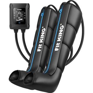 FIT KING Massaggiatore Gambe a Compressione d'Aria Ricaricabile Senza Fili, Massaggio con 4 Zone Regolabili, 3 Modalità e 11 Intensità, Ideale per Recupero Sportivo e Relax Quotidiano (Grande)