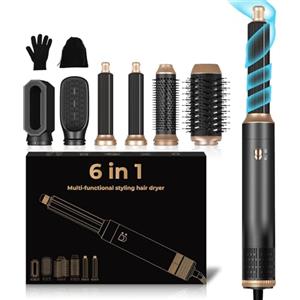 UKLISS Set di styler per capelli 6 in 1 - Pro Styler con spazzola rotonda, Air Curler, spazzola ad aria calda, spazzola per asciugacapelli, spazzola lisciante | per ricci, volume, lisciare