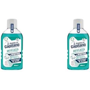 Pasta del Capitano, Collutorio Antiplacca, Collutorio Quotidiano Senza Alcool, Esercita un'Efficace Azione Antiplacca, Con Antibatterico, 100% Made in Italy, Flacone da 400 ml (Confezione da 2)