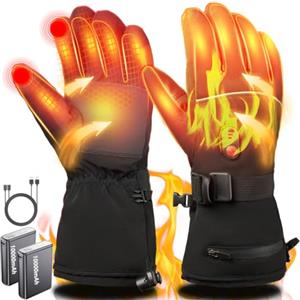 BIAOQINBO Guanti Riscaldati con Batteria ricaricabili 20000mAh 7.4V, 3 Temperatura Regolabile Touchscreen Guanti Termici scaldamani per Moto Sci Ciclismo Invernali Heated Gloves Uomini Donne (nero scuro, M)