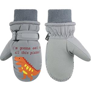 QKURT Guanti da Sci per Bambini, Guanti Invernali Caldi per Bambini Guanti da Ciclismo Guanti Sportivi con Silicone Antiscivolo per slittino, Snowboard, Pattinaggio, Ciclismo, Corsa (2-5 Anni)