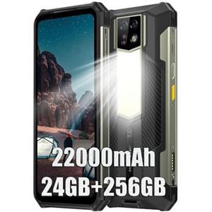 Ulefone Armor 24 Rugged Smartphone 4G, 24GB+256GB Android 14 Telefono Robusto, 64MP Visione Notturna Infrarossi, 22000mAh 66W, 1000 Lumen Luce LED, 6.78" FHD+ Cellulari Resistente IP68, NFC/OTG/GPS