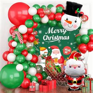 Ahigh Palloncini e Ghirlande Natalizie - Banner, Palloncini a Elio, Pupazzo di Neve, Bastoni di Zucchero - Decorazione per Feste di Natale