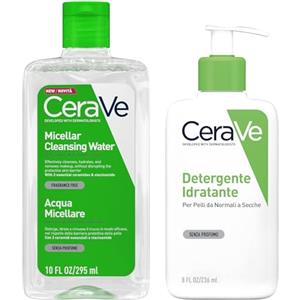 CeraVe Acqua Micellare 295ml + Detergente Idratante Viso 236ml | Rimozione Trucco e Pelle Idratata